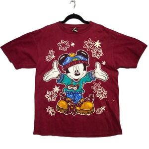 VINTAGE MICKEY UNLIMITED Disney Mickey Mouse T Shirt Burgundy JERRY LEIGH 90s